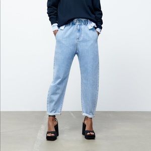 Zara Baggy Paperbag Waist Jeans